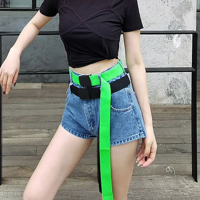 

SHENGPALAE Contrast Color Double Belt Short Jeans Wo,em's Summer 2021 New Higi Waist Straight Loose Streetwear Denim Shorts