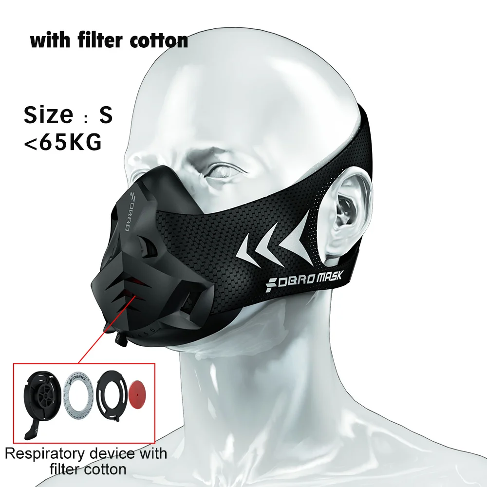 With Filter Cotton S FDBRO фитнес-тренировочная Спортивная маска Pro для упражнений, тренировок, бега, сопротивление, кардио, выносливость, спорт, высокая высота, Атлетическая маска - Цвет: With Filter Cotton S