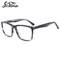 sasamia man glasses frame dark tea stripes spectacles frames acetate rectangle men glasses frames optical prescription with lens