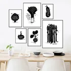 Креативная поэтическая цитата, постер на стену кухни, художественная картина, принты овощей, силуэт, черная белая Картина на холсте CF002