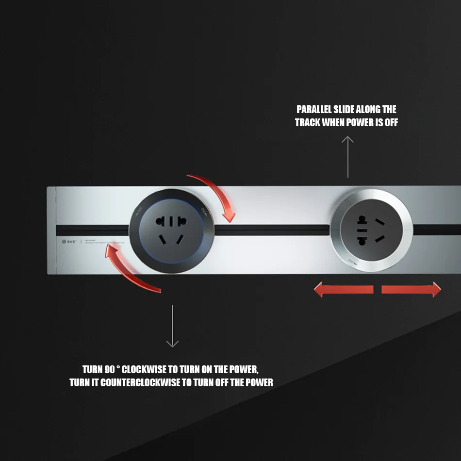 

Orbital Socket Removable Mobile Five-hole Socket Power Rail For Kitchen