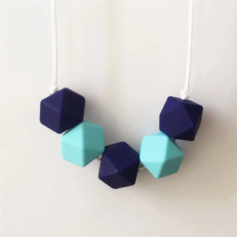 

1PC BPA Free DIY Silicone Baby Pacifier Dummy Teething Necklace 17mm Silicone Hexagon Beads Teether Jewelry for Mom to Wear