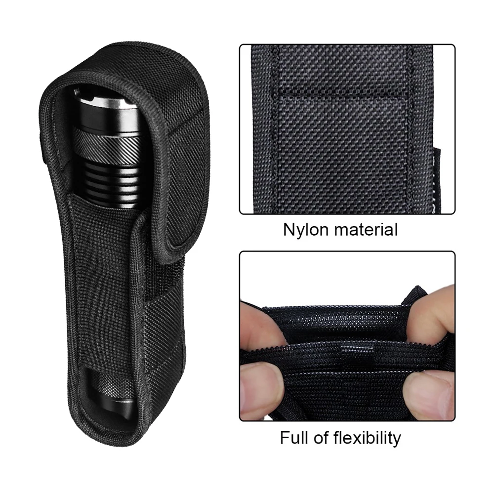 Tactical Molle Flashlight Pouch LED Torch Holster Nylon Waist Pack