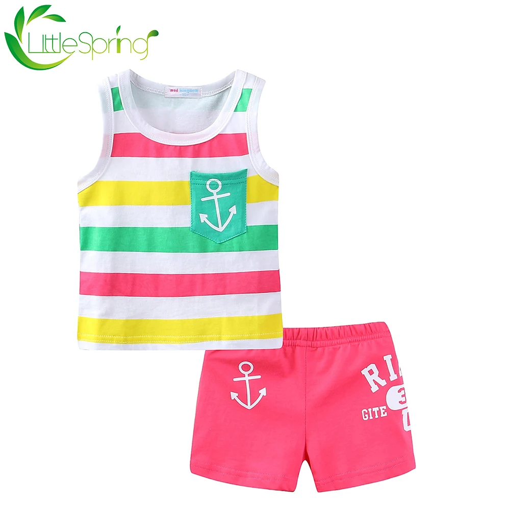 Комплект одежды LittleSpring для мальчиков и девочек без рукавов хлопковый комплект в