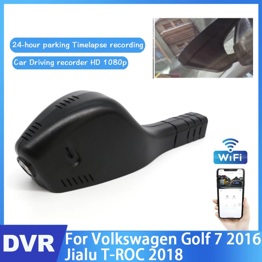 Car DVR Wifi Video Recorder Hidden Dash Camera For Volkswagen Golf 7 2016 Jialu T-ROC 2018 Night Vision Control Phone APP 1080P