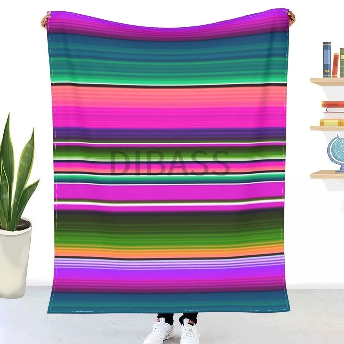 

Mexican Blanket Striped Fiesta Serape Pink Comforter 3D Printed Flannel Throw Blanket