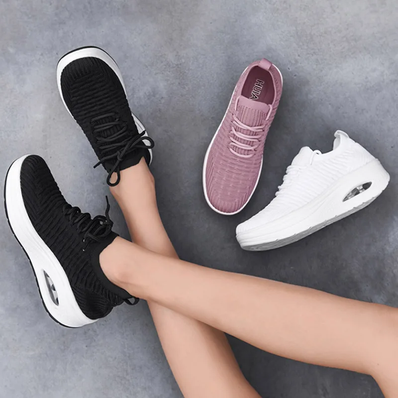 Кроссовки женские на платформе дышащие сетчатые Вулканизированная подошва