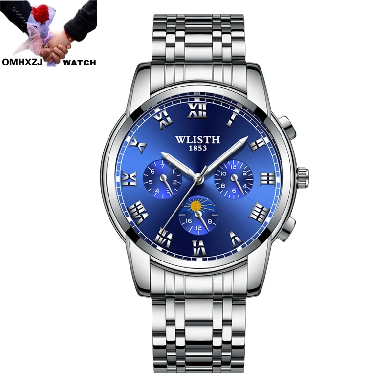 

OMHXZJ W122 Fashion Personality Decorative Small Seconds Three Eyes Six Needles Waterproof Luminous Business Quartz Men's Watch