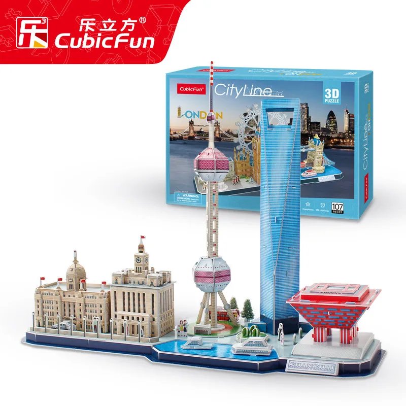 MC265-Shanghai 3D игра-головоломка DIY игрушка бумажная Миниатюрная модель город Лондон Париж Нью-Йорк Москву знаменитое здание собрать игры игрушки для детей Подарки - Цвет: MC265-Shanghai