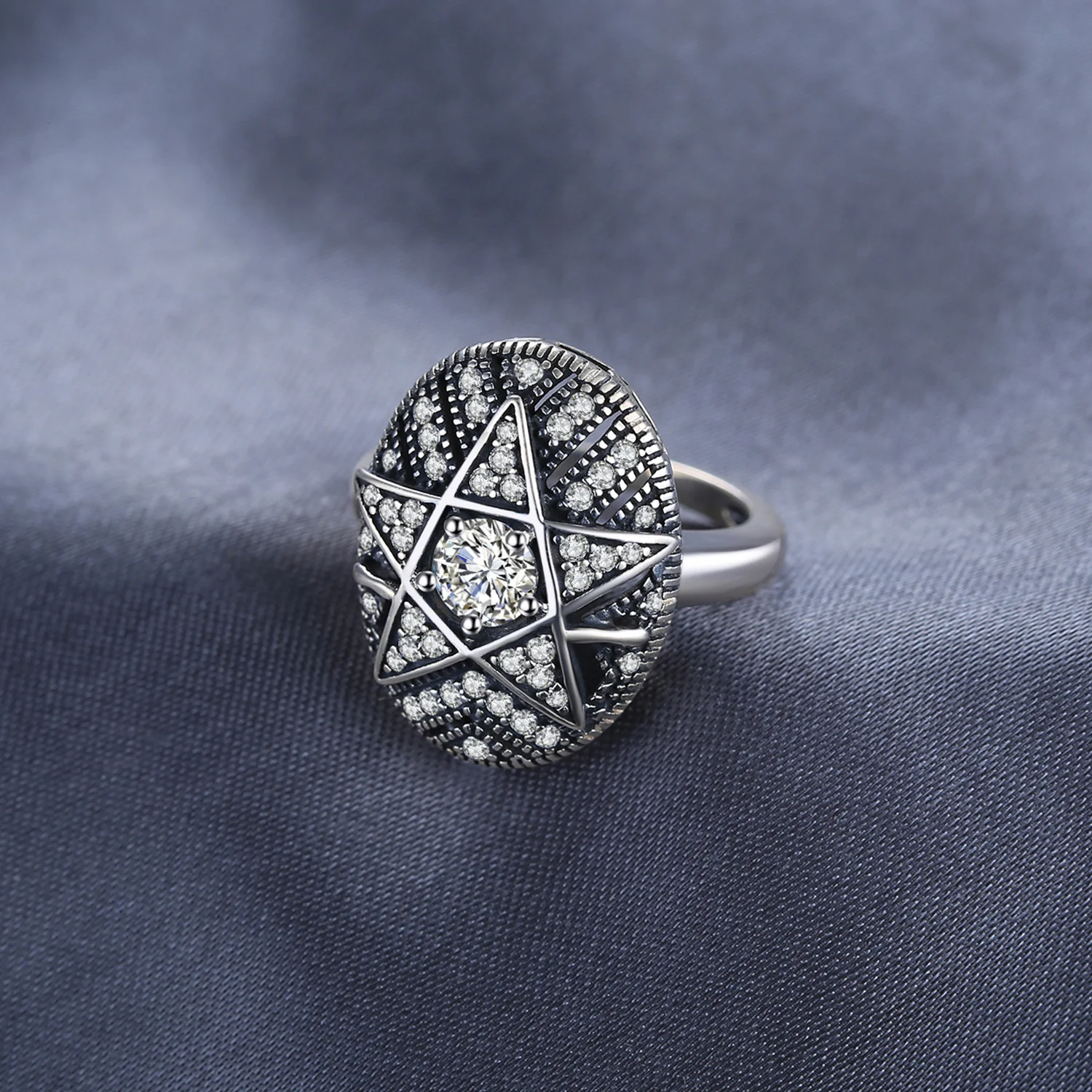 Jewelrypalace Star 1.0ct кубического циркония кольцо филигрань 925 стерлингов Серебряные кольца для Для женщин Модные украшения подарок для мамы