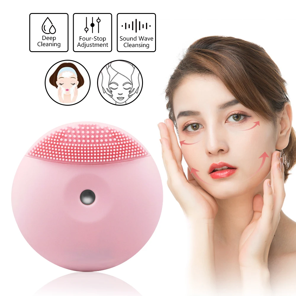 Электрическая щетка для очищения лица звуковая вибрация мини очиститель