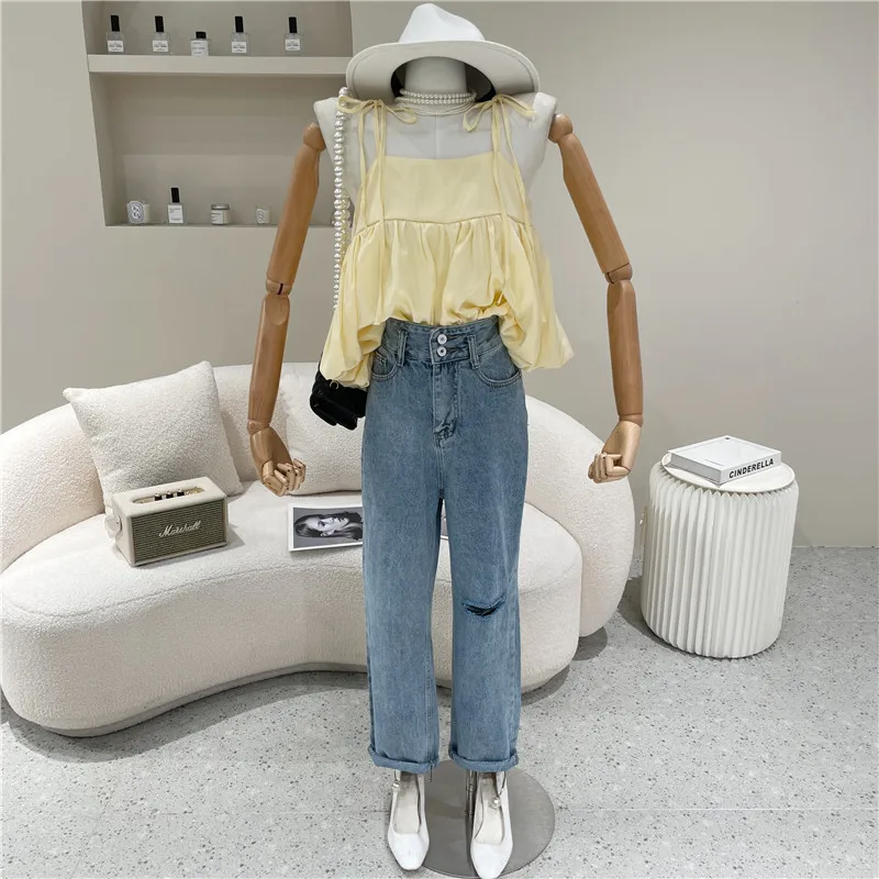

Women's Clothing Summer 2021 Fashion New Harlan's tapered jeans New high waist Straight tube trousers casual fashionable pants