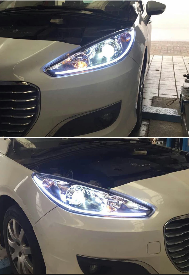 Светодиодный светильник на голову для peugeot 308 2010- светодиодный головной светильник s для peugeot 308 Головной фонарь Angel eye светодиодный передний светильник Биксеноновая линза ксенон H