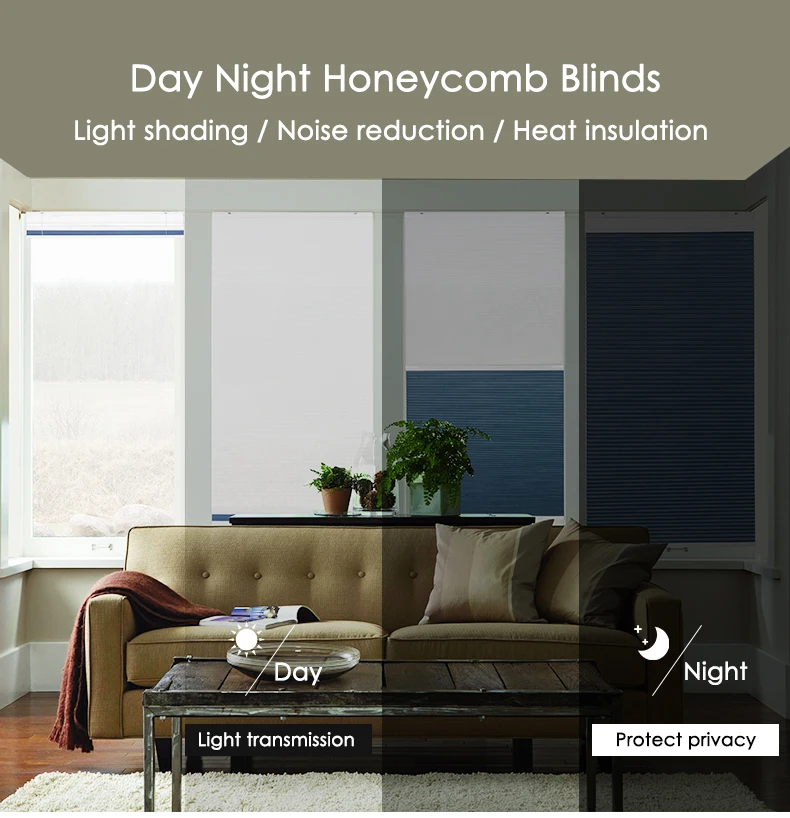 Затемняющие жалюзи на окна Затемненные сотовые для дня и ночи домашнего