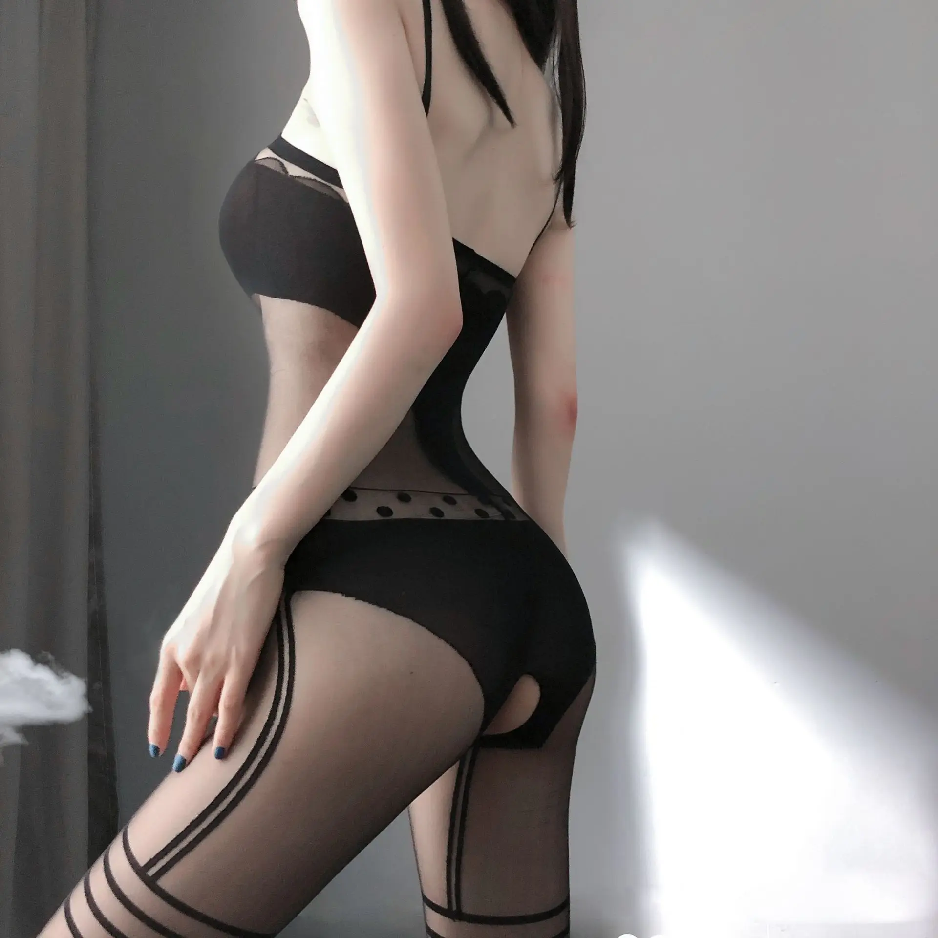 

Sexy Underwear Female Lovely Home High End Silk Stockings Black Daily Sling Silk Clothes Can Be Torn By Hand