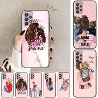 2021 mom and baby phone case hull for samsung galaxy a70 a50 a51 a71 a52 a40 a30 a31 a90 a20e 5g s black shell art cell cove