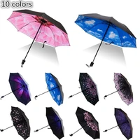 rain windproof umbrellas flower print sunscreen fold travel compact parasol lightweight bumbershoot