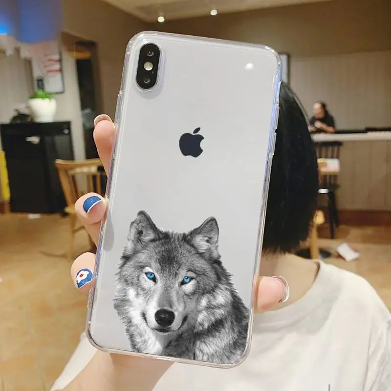 

Wolf art design animal luxury design Phone Case shell Transparent for iPhone 6 7 8 11 12 s mini pro X XS XR MAX Plus