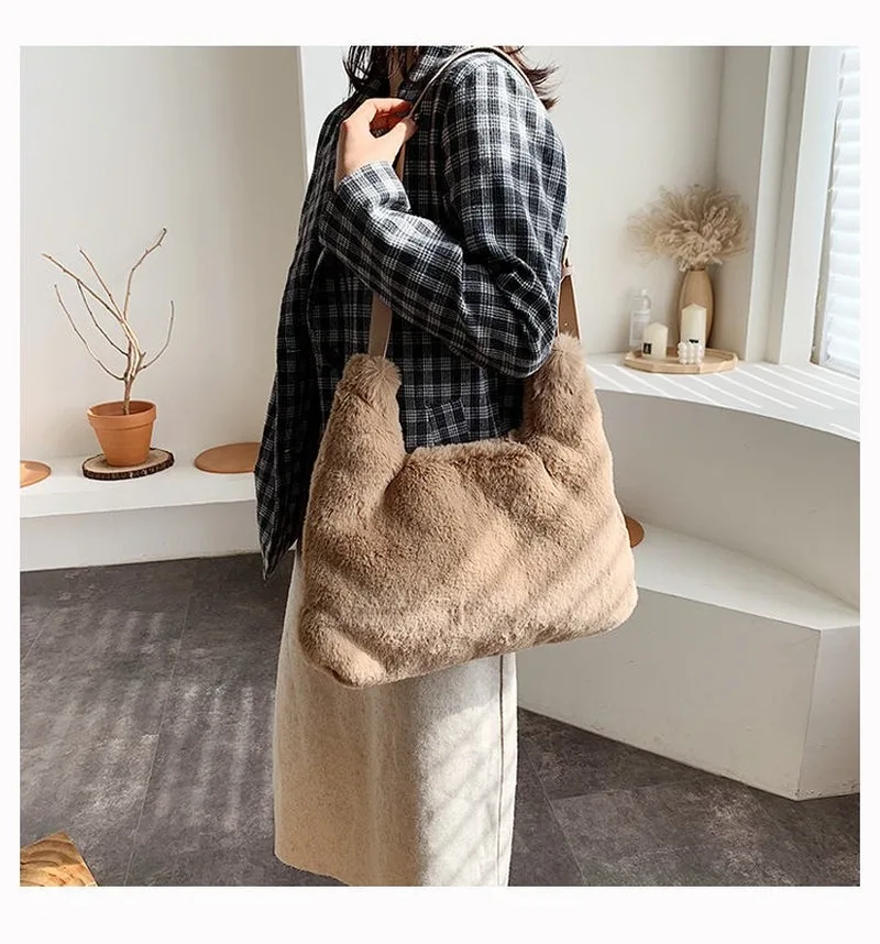 Зимняя новая модная сумка через плечо роскошные женские вместительные меховые