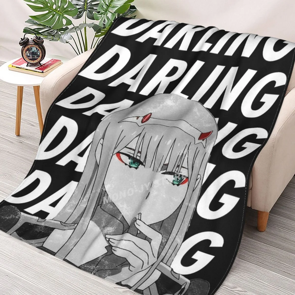 

Zero Two Darling Darling In The FranXX Throw Blanket Sherpa Blanket Bedding soft Blankets