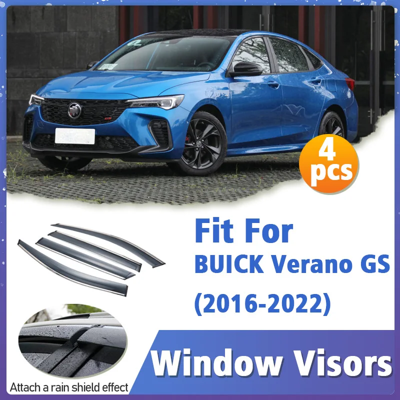 Window Visor Guard for BUICK Verano GS 2016-2022 Vent Cover Trim Awnings Shelters Protection Sun Rain Deflector Auto Accessories