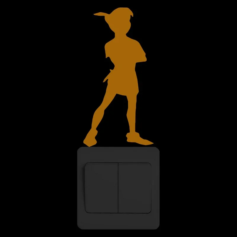 Мультфильм маленький мальчик светящийся в темноте переключатель наклейка