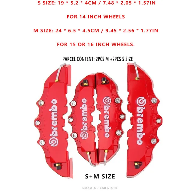 Red 2pcs S 2pcs M 2/4 шт. Тормозной суппорт Обложки Высокое качество ABS Пластик грузовик 3D красный полезный Универсальный дисковые передние и задние авто комплект красный стоп-сигнал - Цвет: Red 2pcs S 2pcs M