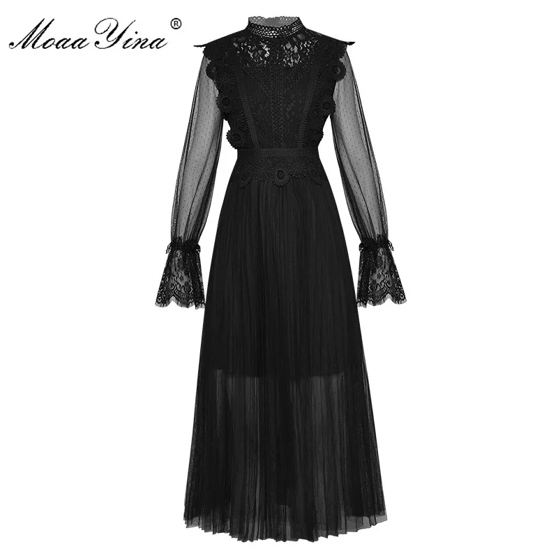 Модельное дизайнерское платье MoaaYina весна осень женское элегантное кружевное