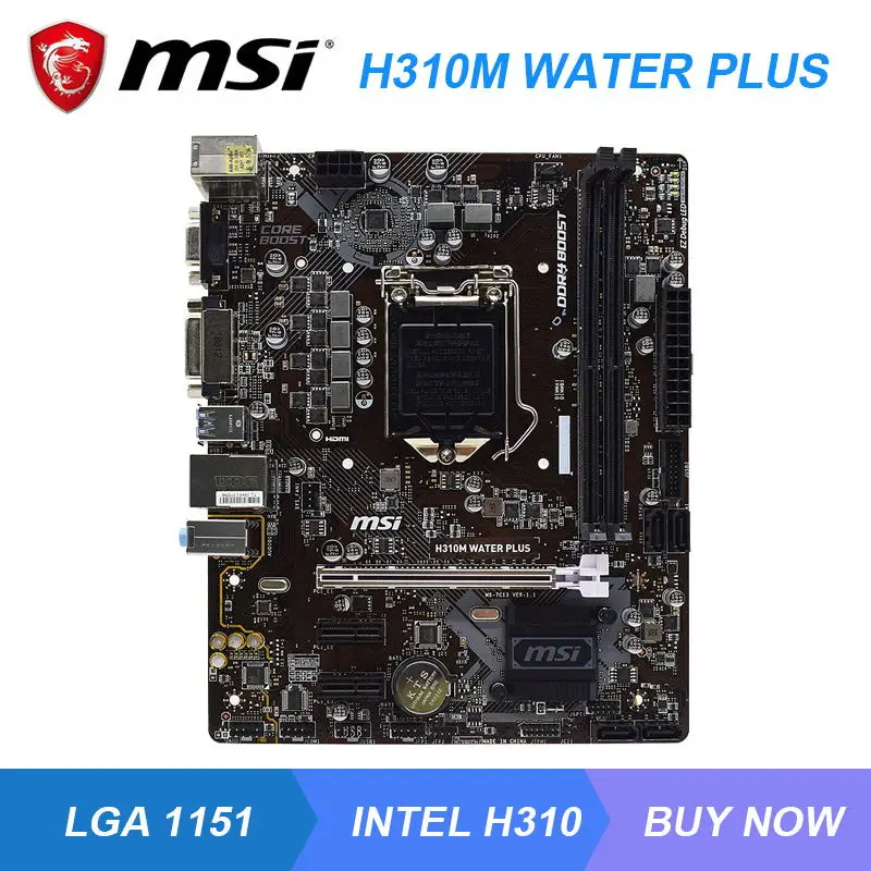 

MSI H310M WATER PLUS LGA 1151 Intel H310 Gaming PC Motherboard DDR4 32GB Core i7 8086K i5 8600K Cpus PCI-E 3.0 USB3.1 Micro ATX