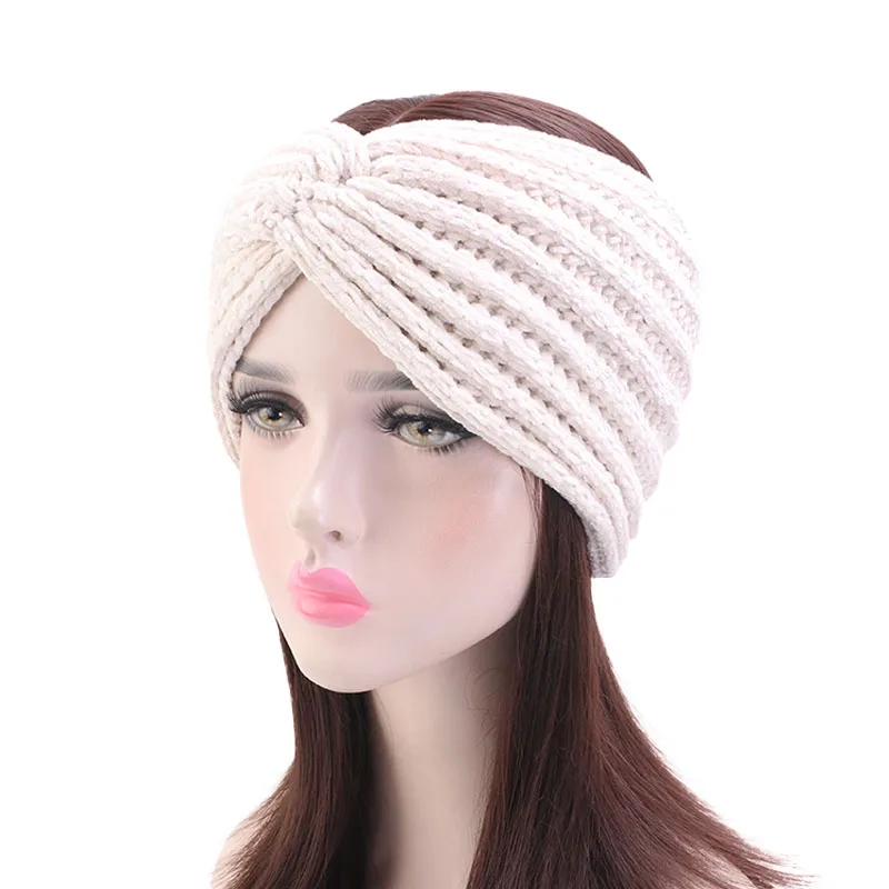 

New soft twist velvet knit headband warmer turban Women Winter Cross Knit Hairband Comfortable Female Hair Accessories