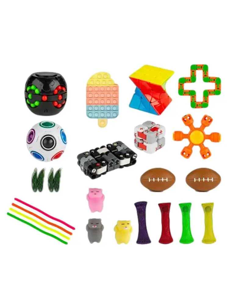 

Fidget Sensory Toy Set Stress Relief Toys Autism Anxiety Relief Stress Pop Bubble Fidget Sensory Toy For Kids Adults