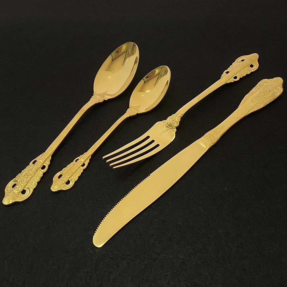 

32Pcs/Set Gold Flatware Cutlery Set Kitchen Mirror Tableware Set 304 Stainless Steel Dinnerware Set Knife Fork Spoon Dinner Set