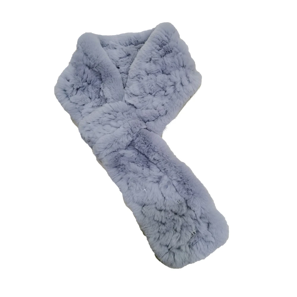 

Winter Fur Scarf Women Real Rex Rabbit Warm Neckerchief Fluffy Soft Hollow out woven Pink Black Beige Grey