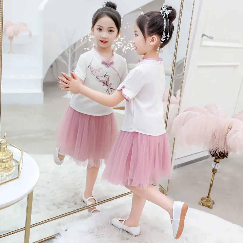 Цветочное платье для девочек 2020 летнее Сетчатое детская одежда с бантом детское