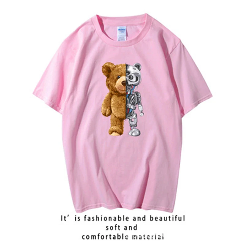 

traf za spring summer y2k Harajuku bear short-sleeved T shirt women inner bottoming bape xxxx zaraing