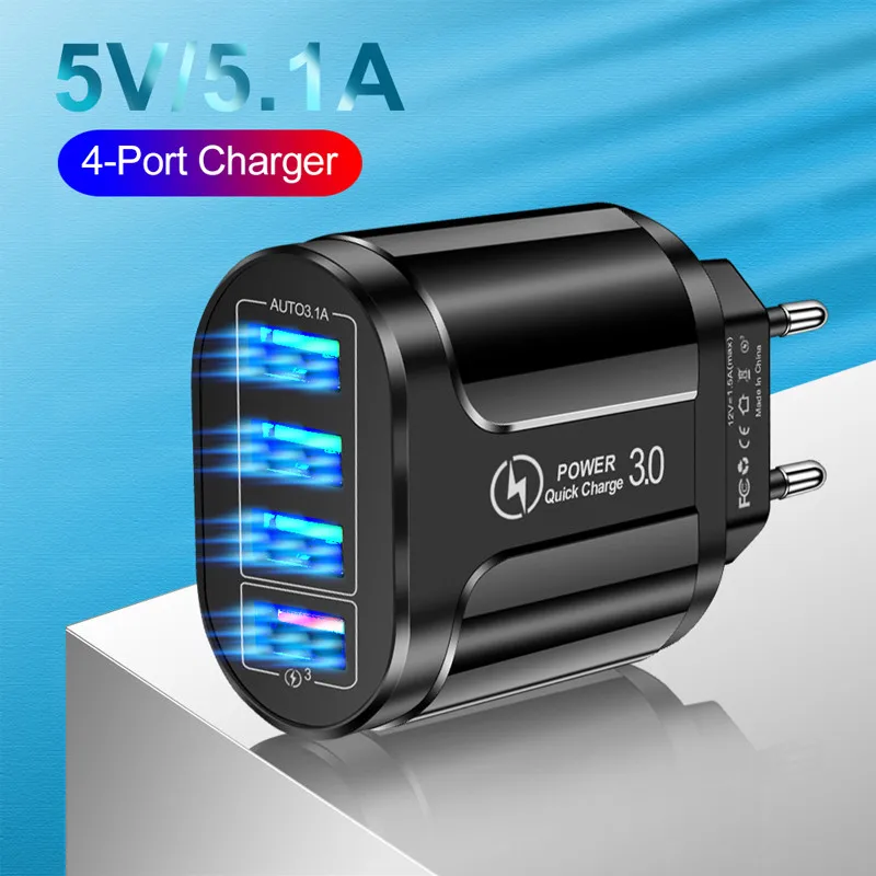 Быстрое зарядное устройство для телефона 5 В 4 USB-порта адаптер зарядки А Iphone Samsung