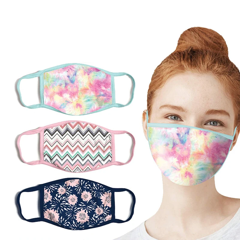 

3D Digital Tie Dye Printing Cotton Mask can be Washed Dustproof Windproof Breathable Mouth Masks For Women Cosplay Accessories