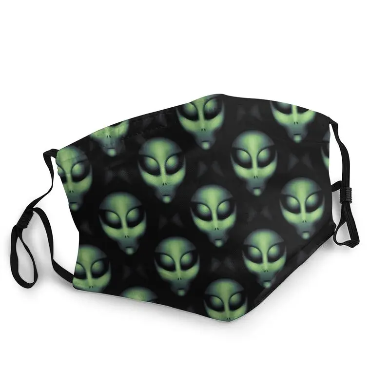 

Extraterrestrial Aliens Glowing Green Washable Face Mask Unisex Adult Dustproof Protection Cover Respirator Mouth Muffle