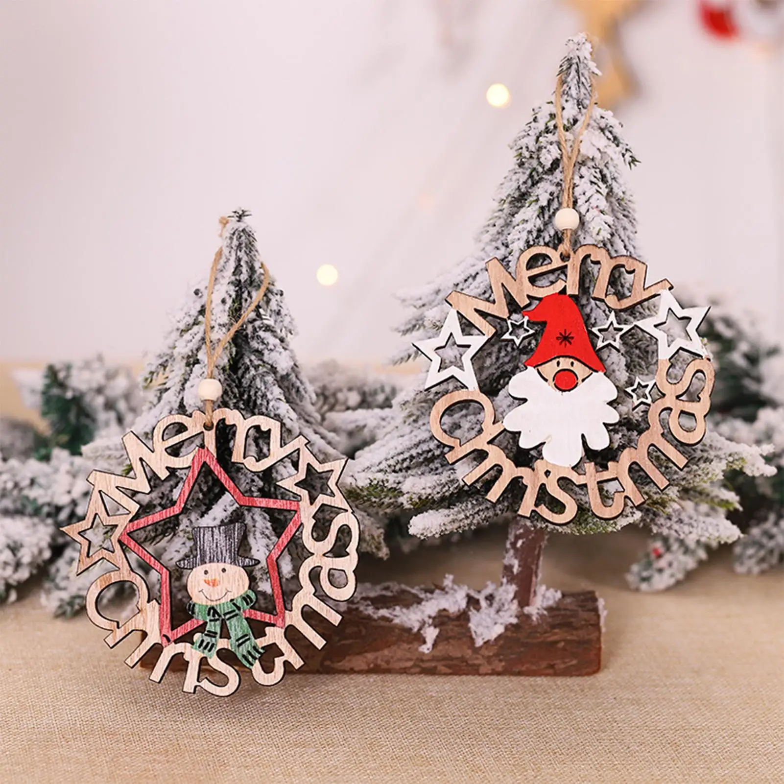 

Christmas Wooden Tree Hanging Pendant Decoration Letter Cartoon Ornaments New Year Party Decor Great Gift