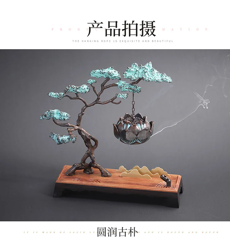 

Chinese Brass Incense Burner Backflow Living Room Backflow Lotus Smoke Fountain Incense Burner Bruleur Encens Home Decor DB60XX