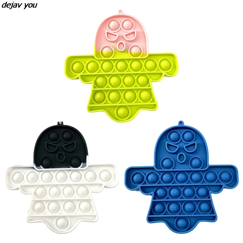 

Silicone Halloween Ghost Push Bubble Sensory Toy Anti-stress Autism Toys Stress Relieve Rainbow Concentration Educational Toy