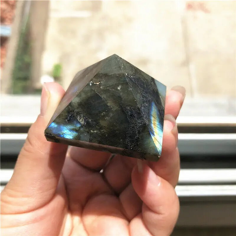 

4cm Natural Labradorite Crystal Pyramid Point Healing Decoration