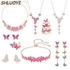 2020 модные украшения swa1:1 Изысканная трехмерная серия женских ожерелий с подвесками в виде розовой бабочки