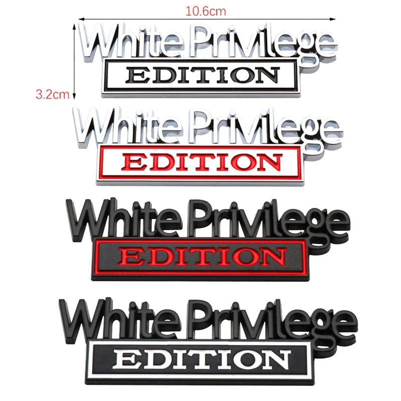 

Metal White Privilege Edition Emblem Badge 3D Raised & Strong Adhesive Car Decals Suitable