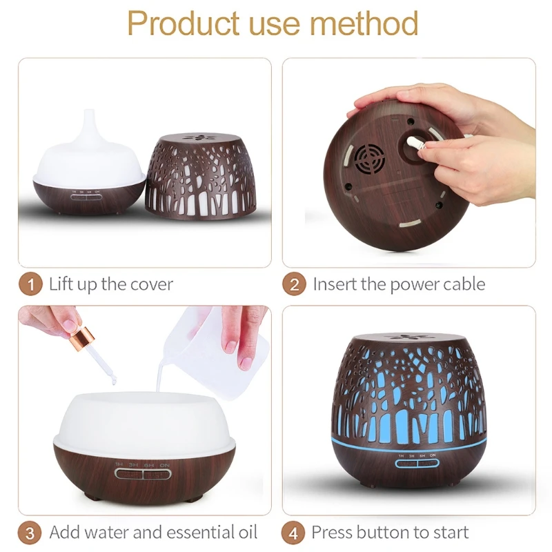 

Aroma Diffuser 400ml, LED Ultrasonic Fragrance Diffuser with Remote Control, Essential Oil Aromatherapy Diffuser - Carved U1JE