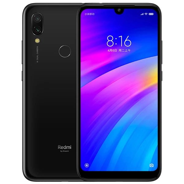 Xiaomi Redmi 7 с глобальной прошивкой, 4 ГБ, 64 ГБ, 4000 мА/ч, Восьмиядерный процессор Snapdragon 632, 12 МП, двойная камера, 6,2" 19:9, полноэкранный мобильный телефон - Цвет: Black