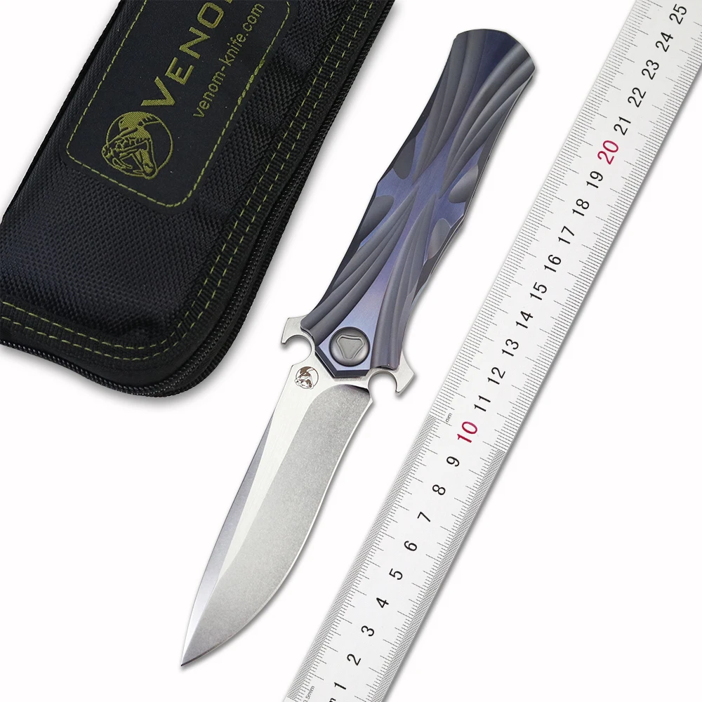 

KEVIN нож Джон Веном маленький T M390 лезвие рукоятка из титанового сплава походный охотничий Фруктовый Нож EDC инструмент