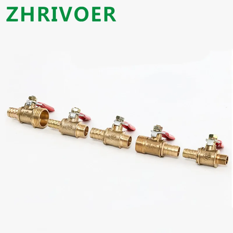 

Brass Barbed ball valve 1/8'' 1/2'' 1/4'' Male Thread Connector Joint Copper Pipe Fitting Coupler Adapter 4-12 Hose Barb