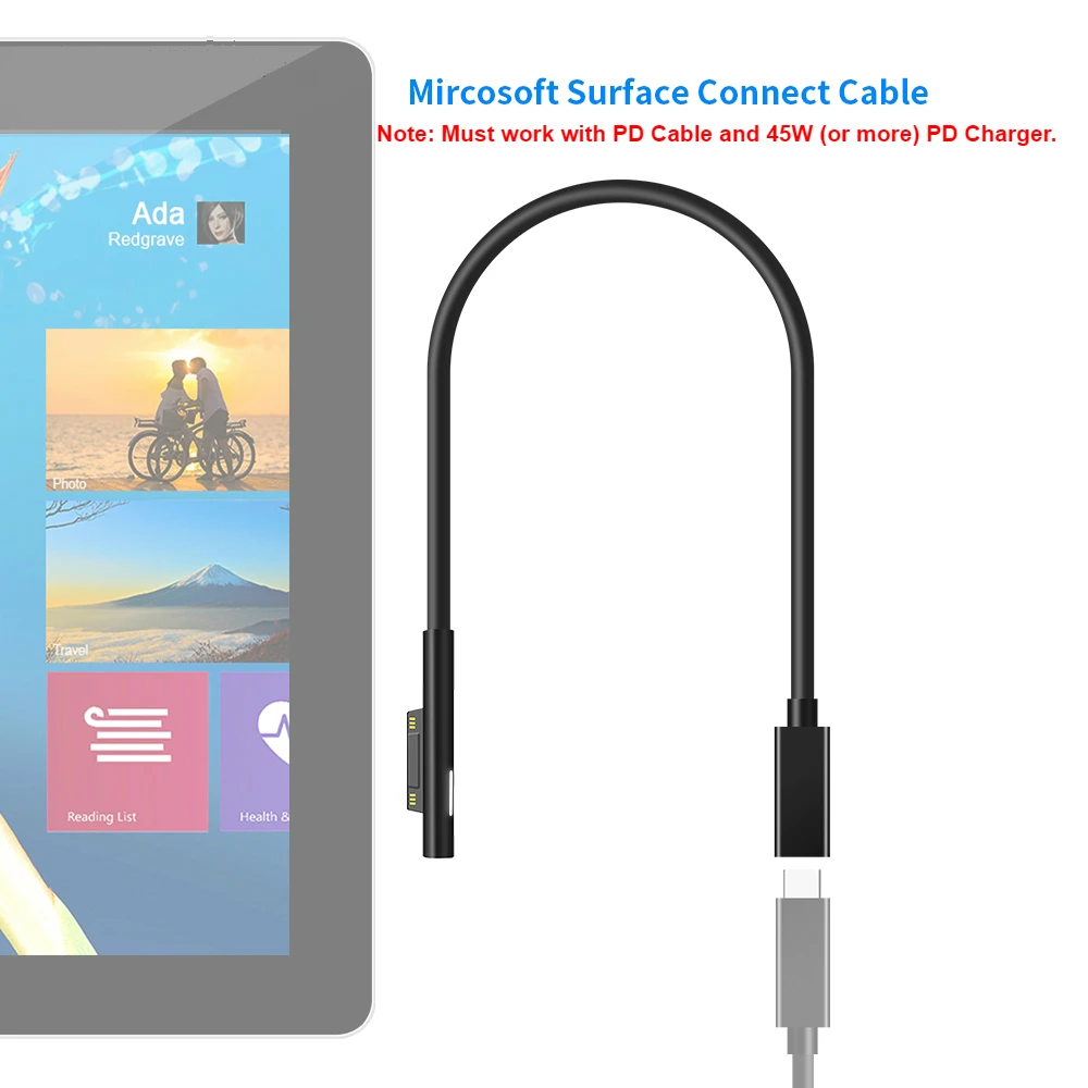 Зарядный кабель PD 15 в USB Type C адаптер переходник для ноутбука Microsoft Surface Pro 7/6/5/4/3/GO/BOOK