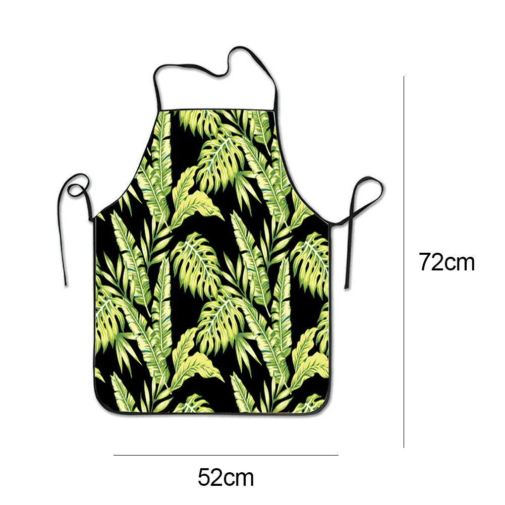 

Women Plantain Leaf Print Waterproof Oil-proof Sleeveless Kitchen Cooking Apron Stop The Flying Spit for Summer